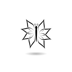 Obraz premium Lotus butterfly logo icon with shadow