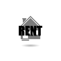 Rent house icon logo with shadow