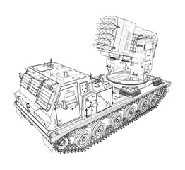 Military track missle system. Vector