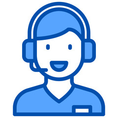 Call center blue line icon