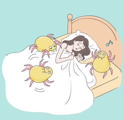 The girl who sleeps restlessly because of the mites