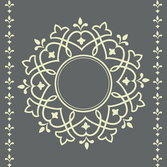 Decorative frame Elegant vector element for design in Eastern style, place for text. Floral gray border. Lace illustration for invitations and greeting cards