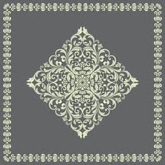 Damask graphic ornament. Floral design element. Gray vector pattern
