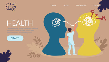 Mental health medical treatment vector illustration. specialist doctor work to give psychology love therapy for world mental health. for poster, flyer, cover, social media printing or website page,