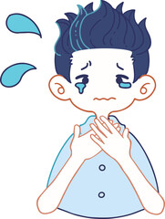 涙目で心配をする人物のベクターイラストレーション