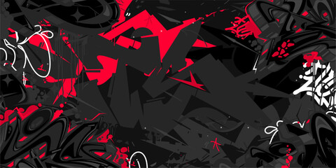 Black Abstract Flat Urban Street Art Graffiti Style Vector Illustration Template Background Art