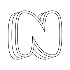 Coloring page with Letter N for kids