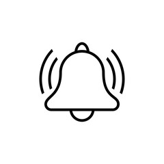 Black line Ringing bell line icon isolated on background
