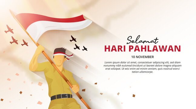 Hari Pahlawan Or Indonesian Heroes Day Background With A Soldier On A Battlefield