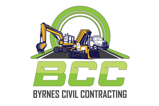 BCC Construction Crane and bulldozer logo template