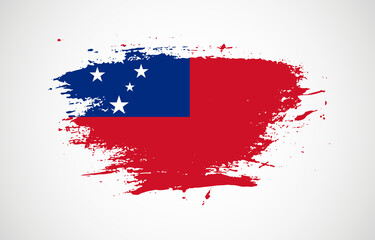 Grunge brush stroke with the national flag of Samoa on a white isolated background