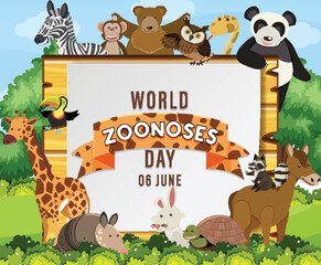 Naklejka premium World zoonoses day poster design