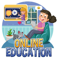 Online education with cartoon character