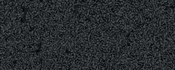 Dark grey abstract tarmac seamless texture top view. Black asphalt pattern. Vector illustration of road coat material. Grunge granular closeup surface. Bitumen grain highway backdrop