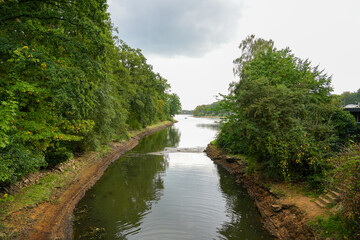 Fototapeta premium View of the Haltern reservoir. Lake in Haltern am See with the surrounding nature. 