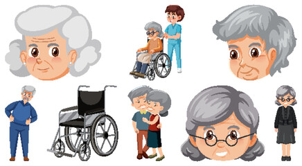 Collection of elderly people icons