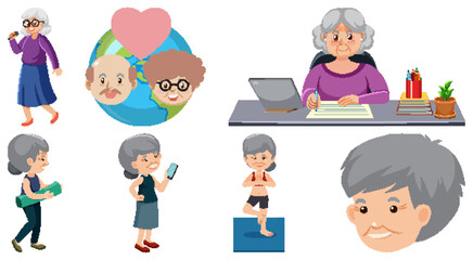 Collection of elderly people icons