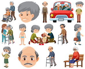Collection of elderly people icons
