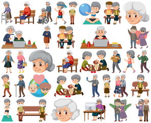Collection of elderly people icons