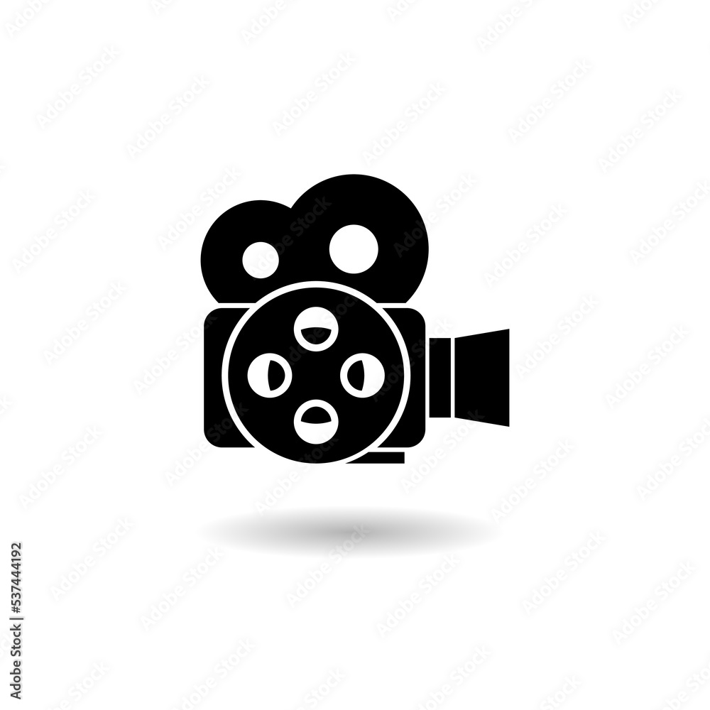 Poster video camera icon logo with shadow