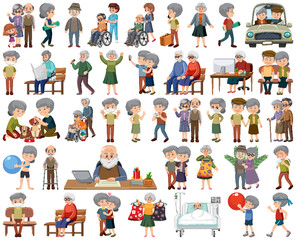 Collection of elderly people icons