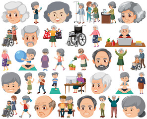 Collection of elderly people icons