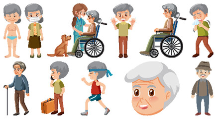 Collection of elderly people icons