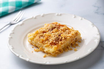 Laz pastry; It is a dessert made with phyllo dough, butter, pudding and sherbet. Turkish name; Laz boregi