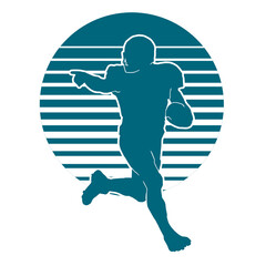 detailed silhouette American football sportsman player.