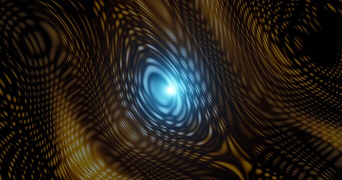 3d render with dark yellow floating lines and a blue glow in the center