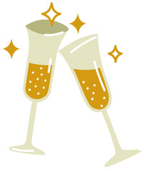 Glasses of champagne. PNG image.