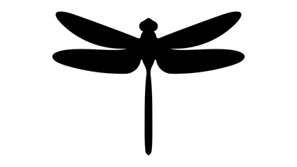Dragonfly silhouette. Glyph icon of insect, simple shape of damselfly. Black vector illustration on white. Perfect for decoration, carving, design. - obrazy, fototapety, plakaty