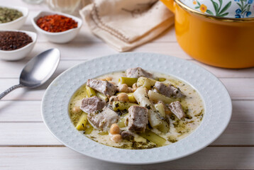 Siveydiz; (Turkey - Antep Style Local Food) is an Antep dish made with fresh garlic and lamb. Turkish name; Siveydiz