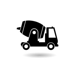 Mixer truck icon logo with shadow
