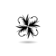 Fly fishing design icon logo with shadow