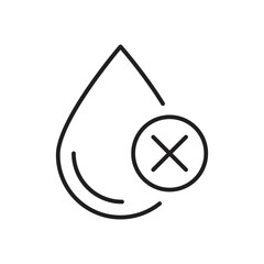 Water with cross mark. Poor water quality. Droplet with cancel, Vector illustration