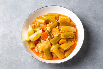 Turkish Food Leek with Olive Oil -Zeytinyagli Pirasa.