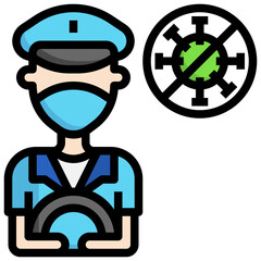 People with Mask_driver line icon,linear,outline,graphic,illustration