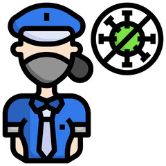 People with Mask_policewoman line icon,linear,outline,graphic,illustration