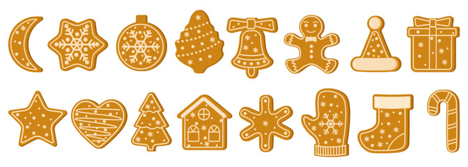Christmas cookies.New Year's holiday treats.Vector illustration. - obrazy, fototapety, plakaty