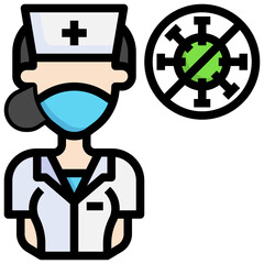 People with Mask_female nurse line icon,linear,outline,graphic,illustration