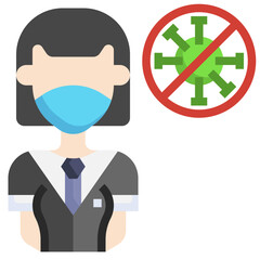 People with Mask_female student line icon,linear,outline,graphic,illustration
