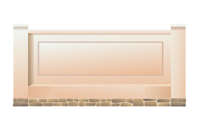 Plastered stone fence. Isolated on white background Vector.