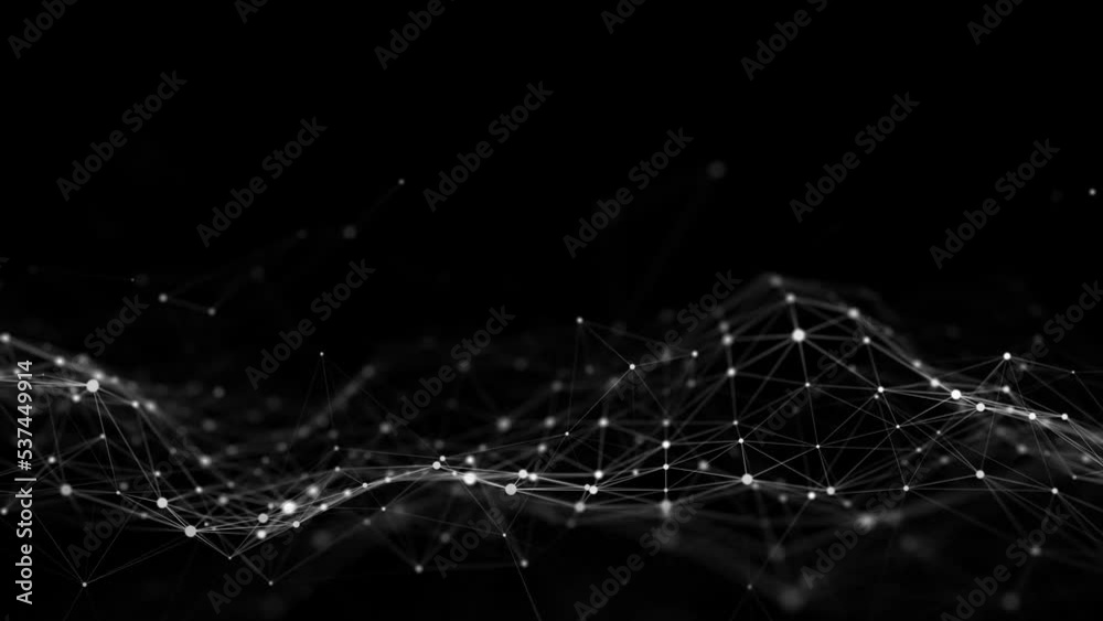 Poster Futuristic dynamic wave. Flow digital structure. Secure cybersecurity data connection. Cyber technology background. 3D rendering.	