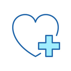 Heart with Plus Line Icon. Donation Concept. Charity and Humanitarian Aid Linear Pictogram. Healthcare Assistance Outline Icon. Editable Stroke. Isolated Vector Illustration