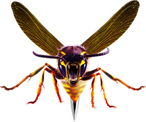 A bee with big wings, and its mouth open.