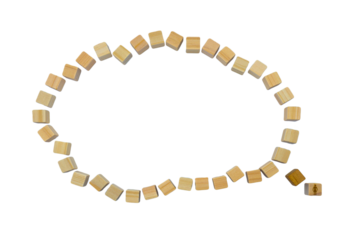 人から雲の形の吹き出しフレームが出ている右向きの会話の背景