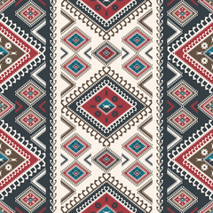 Ethnic geometric pattern. Vector ethnic geometric diamond shape vintage color stripes seamless pattern background. Ethnic Persian carpet, rug geometric pattern design for interior decoration elements.