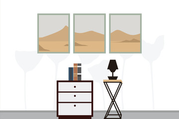 Abstract set landscape posters in flat style. Modern colorful hand drawn design background for social media, cover, wall decor, web design, interior