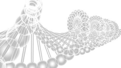 Science Molecular White DNA Model Structure under white flash lighting background. 3D illustration. 3D CG. 3D high quality rendering. PNG file format.